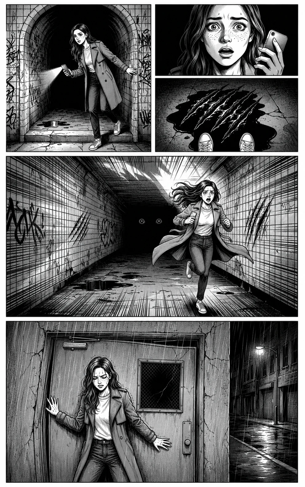 Moody black-and-white seinen page